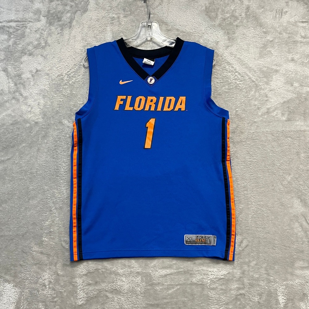University of Florida Gators Basketball Jersey Boys XL Blue Nike Elite # 1